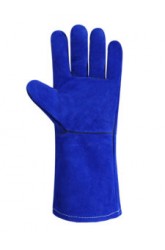 Перчатки (краги) спилковые с подкладкой синие, 35 см (синие)