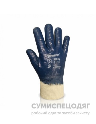 Перчатки защитные с нитриловым синим покрытием мягкий манжет