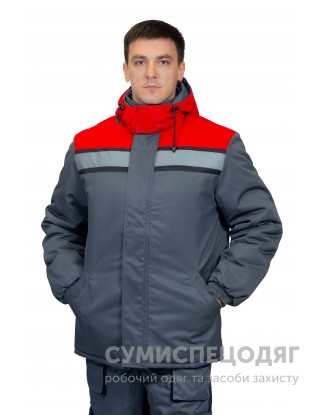 Куртка утеплена "Зима" (сірая + червона + чорна)