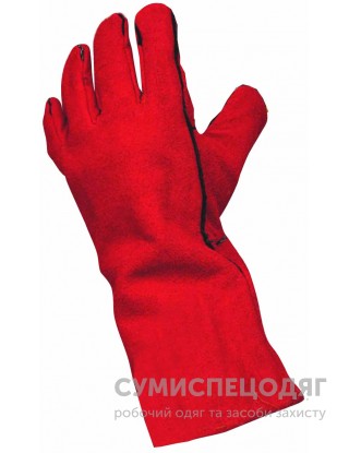 Перчатки (краги) мод.SANDPIPER RED 35 см. кожаные красные, телячий спилок, крага, р. 11