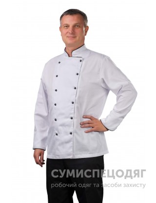Костюм кухаря мод. (куртка + брюки), однотонний + оздоблення кант