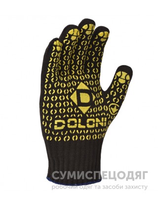 Перчатки трикотажные с ПВХ точкой "Долоні" арт.667 (черные)