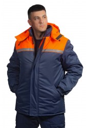 Куртка утеплена "Зима" темно-синя + помаранчева