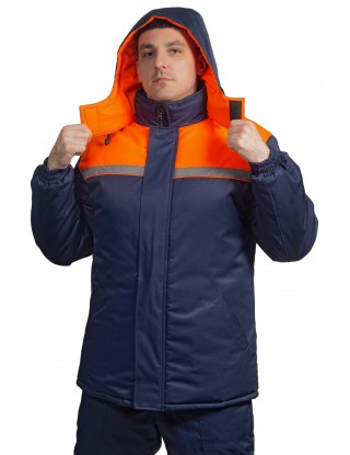 Куртка утеплена "Зима" темно-синя + помаранчева