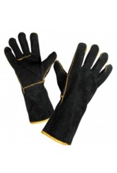 Перчатки (краги) спилковые с подкладкой SANDPIPER BLACK, 35 см (черные)