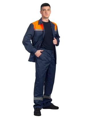 Костюм "Стандарт-2" (брюки + куртка), темно-синій + помаранчевий