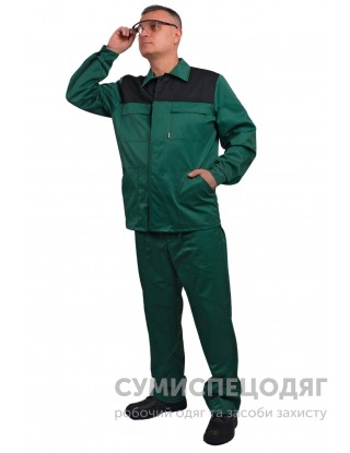 Костюм "Стандарт-2" (брюки + куртка), зелений+чорний, грета
